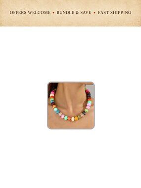 2-in-1 Resin Beaded Necklace Double Layered Lobster Clasp Boho Summer